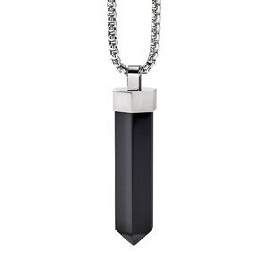 NEW Precisionist Sterling Silver & Black Onyx Obelisk Pendant Necklace